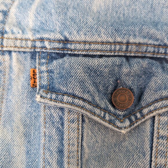 Levi’s 70505 Denim Trucker Jacket Light Wash Made in USA Orange Tab – Men’s 46 - Picture 2 of 14